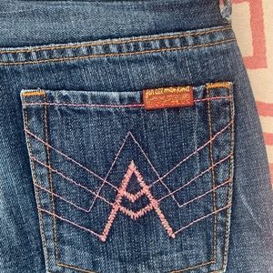 Seven 7 Pink "A" Pocket Boot Cut Dark Wash SZ 25